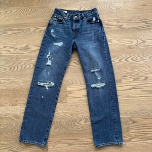 Distressed Blue Jeans